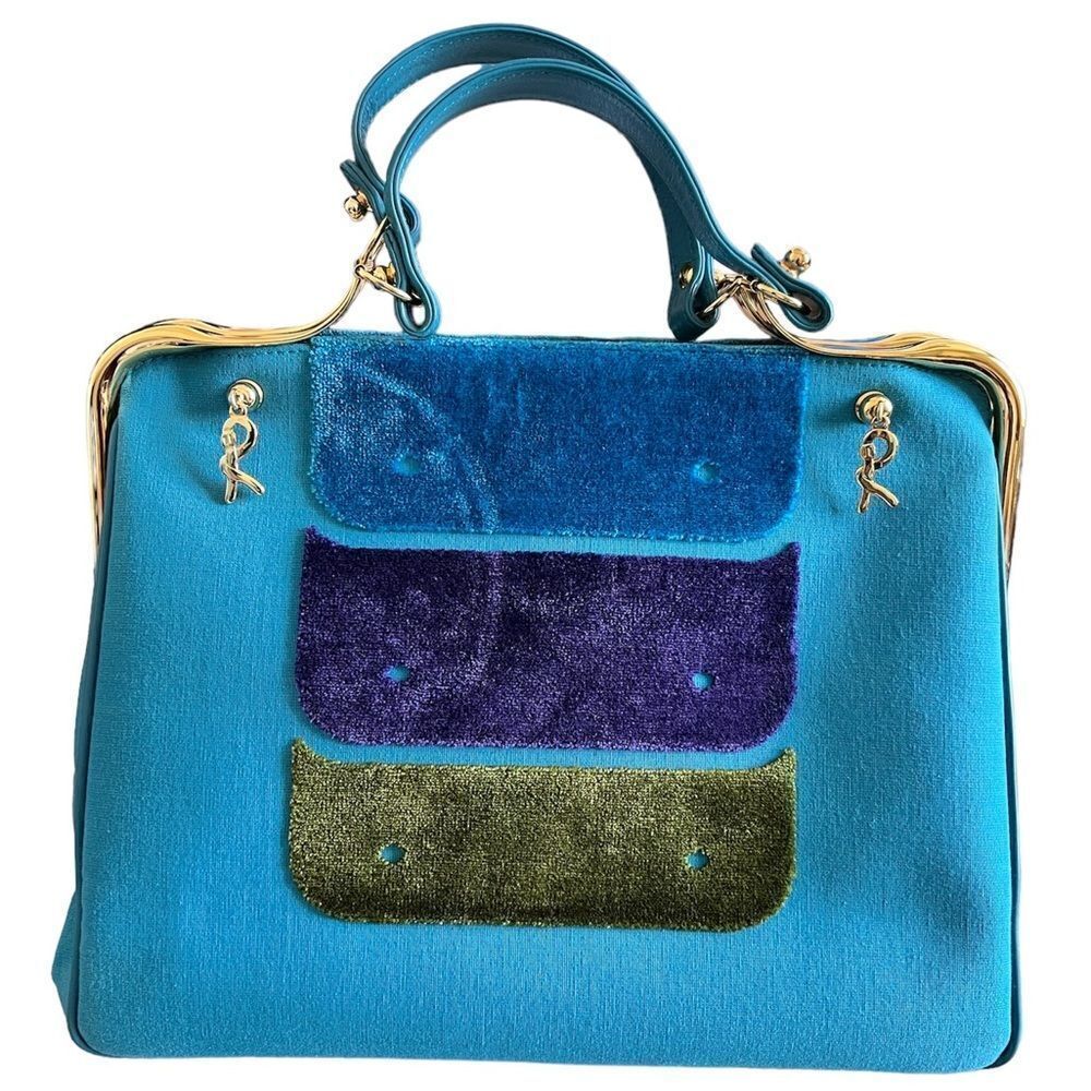 Robert di Camerino Frame Linen And Velour Handbag